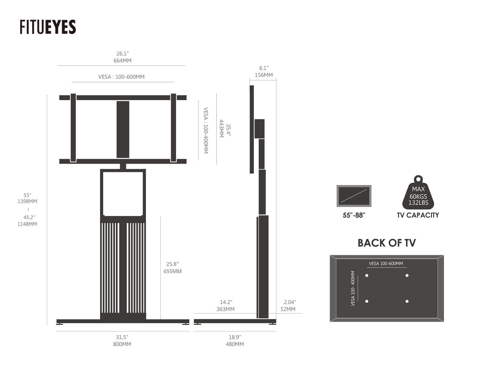Zen FT88 TV Stand - High Type